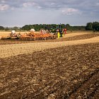 Establishing Oil Seed Rape -  one pass system. Aqueel roller at the back firming the seedbed and applying slug pellets