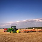 John Deere 9530T establishing Oil Seed Rape in 2013  - Fertilser, Seed then Slug pellets applied