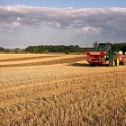 John Deere 9530T with front tank  -  this holds the granular fertiliser, which is then blown down the back of the SL legs